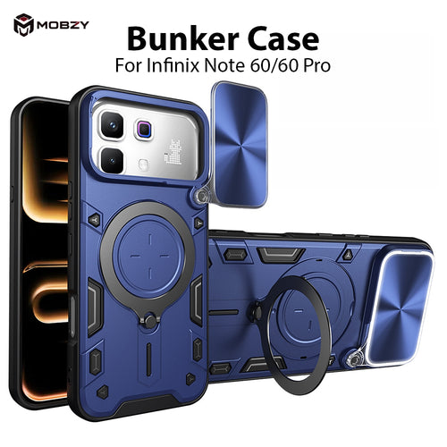 Infinix Note 60/60 Pro - Bunker Ring Kickstand Case with Slide Camera Protection