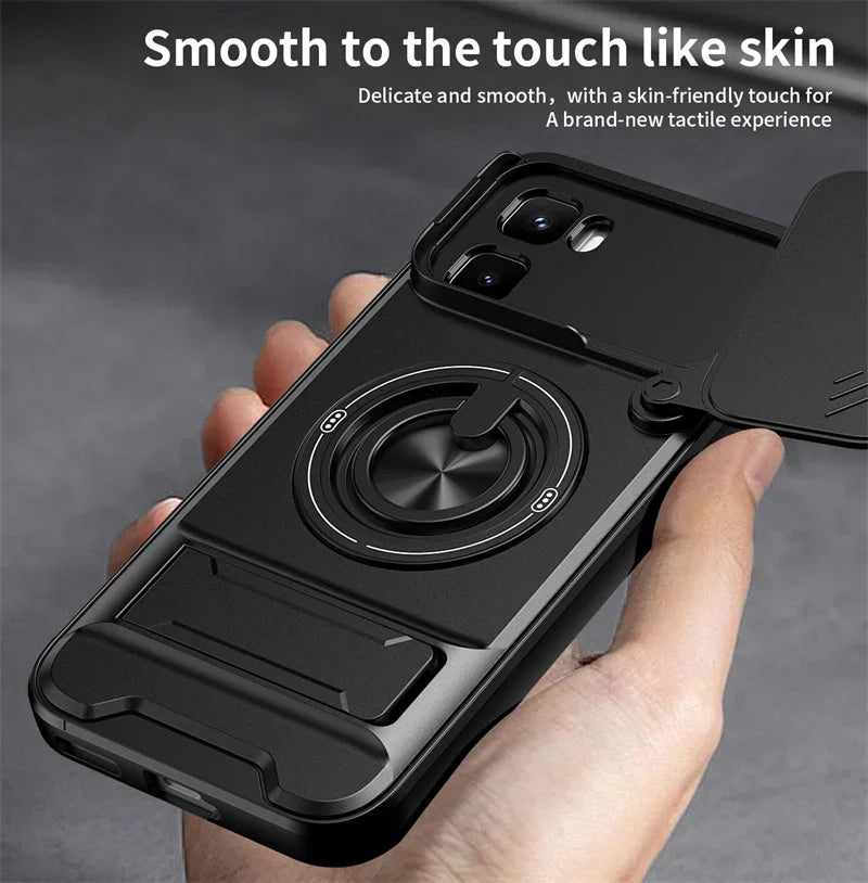 Infinix GT 50 Pro - Magnetic Ironclad Case with Sliding Lens Cover, Ring Holder & Kickstand