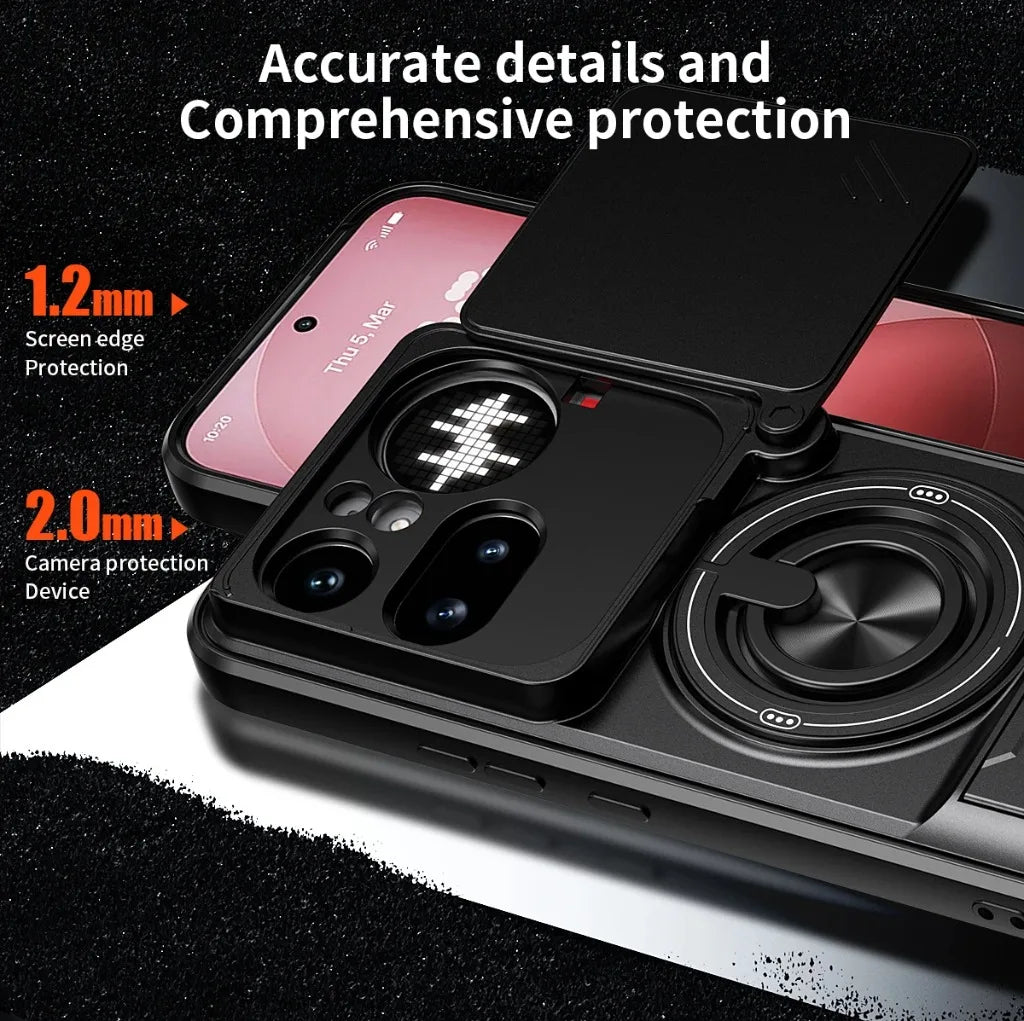 Nothing Phone 4a Pro - Magnetic Ironclad Case with Sliding Lens Cover, Ring Holder & Kickstand