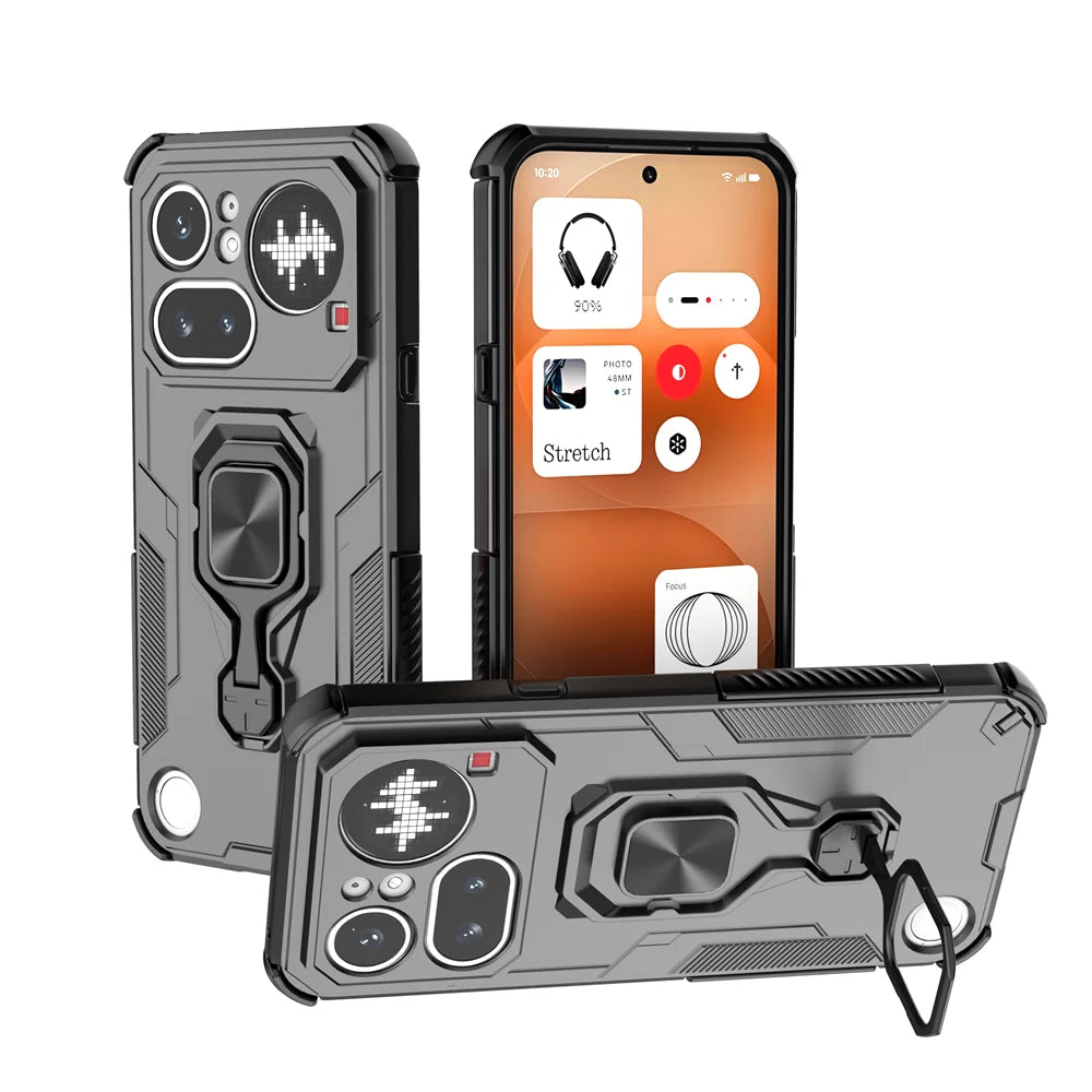 Nothing Phone 4a Pro - StrikerCore Military Grade Armor Case with Rotating Ring Stand