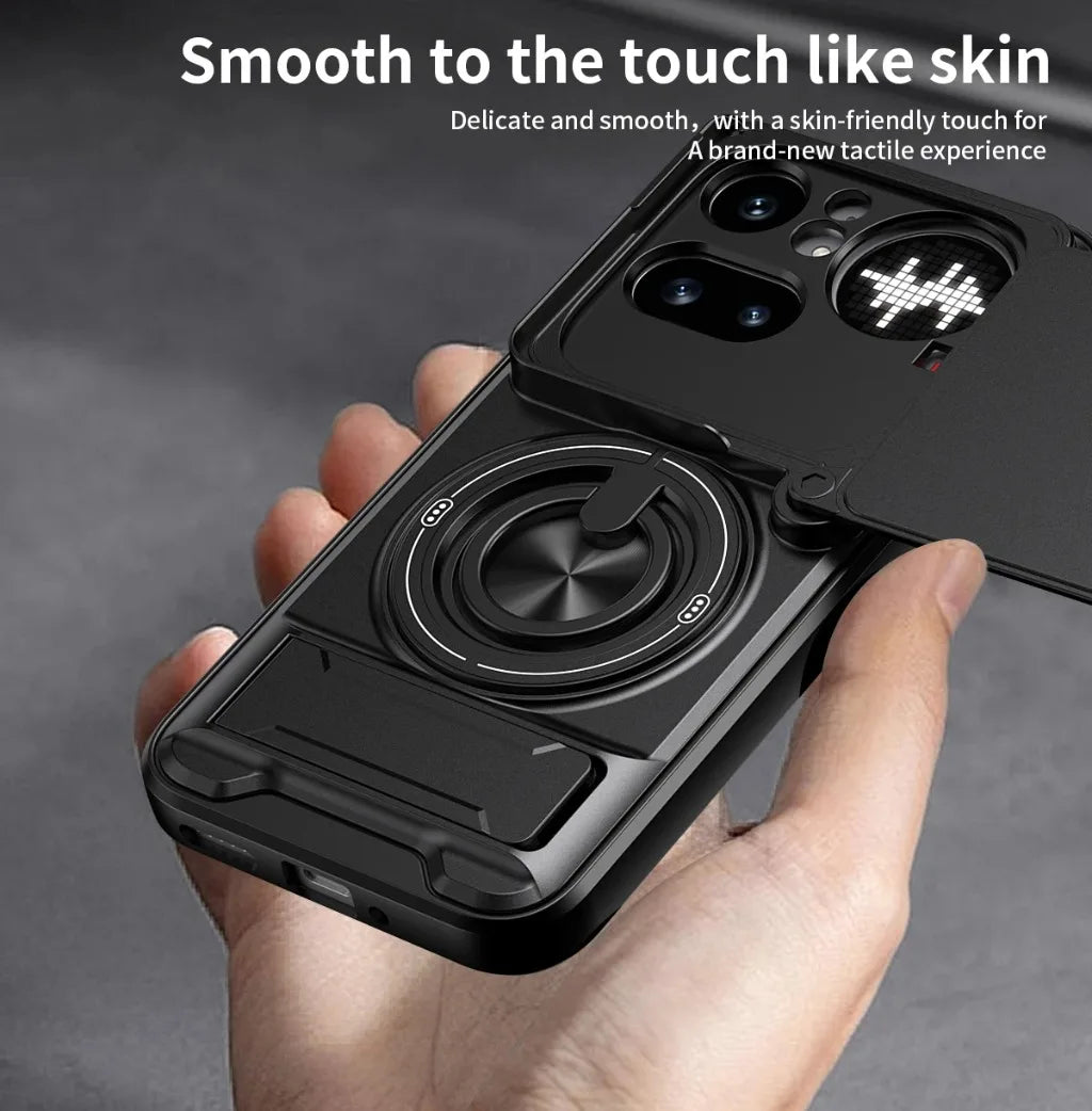 Nothing Phone 4a Pro - Magnetic Ironclad Case with Sliding Lens Cover, Ring Holder & Kickstand
