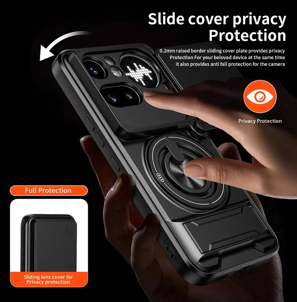 Nothing Phone 4a Pro - Magnetic Ironclad Case with Sliding Lens Cover, Ring Holder & Kickstand