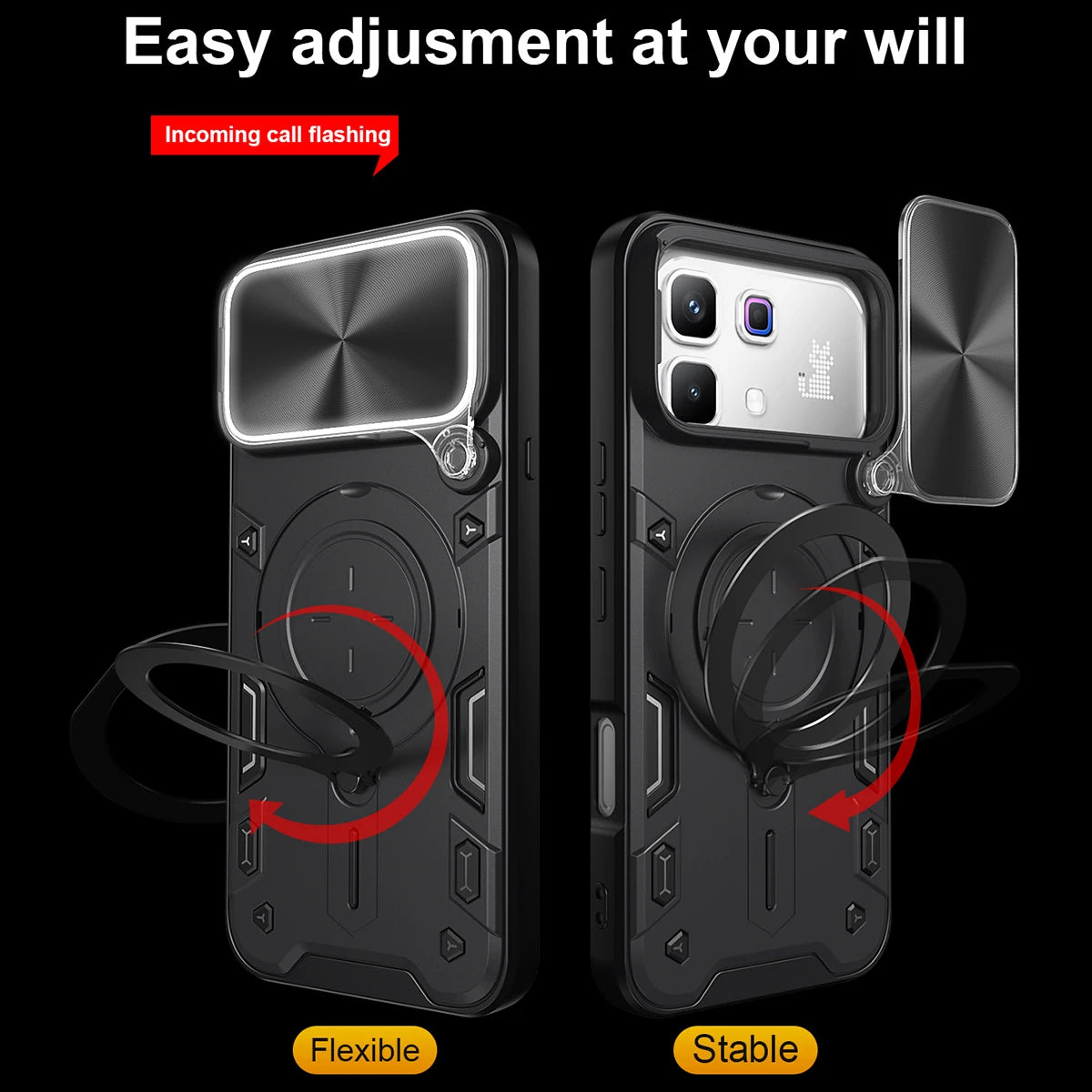 Infinix Note 60/60 Pro - Bunker Ring Kickstand Case with Slide Camera Protection