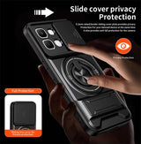Infinix Note Edge - Magnetic Ironclad Case with Sliding Lens Cover, Ring Holder & Kickstand