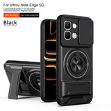 Infinix Note Edge - Magnetic Ironclad Case with Sliding Lens Cover, Ring Holder & Kickstand