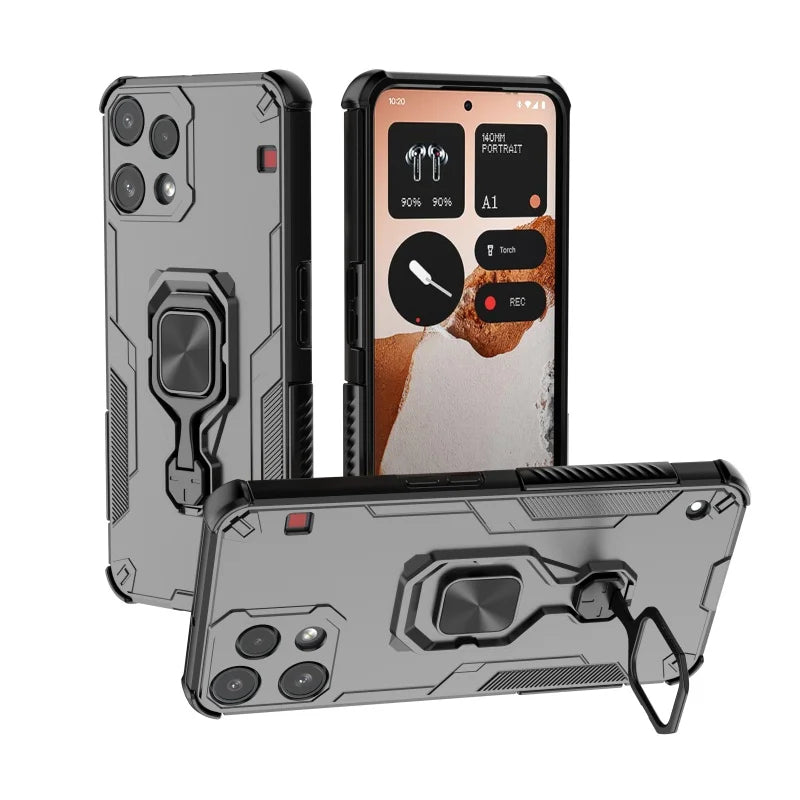 Nothing Phone 3a Lite - StrikerCore Military Grade Armor Case with Rotating Ring Stand