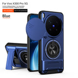 Vivo X300 Pro - Magnetic Ironclad Case with Sliding Lens Cover, Ring Holder & Kickstand