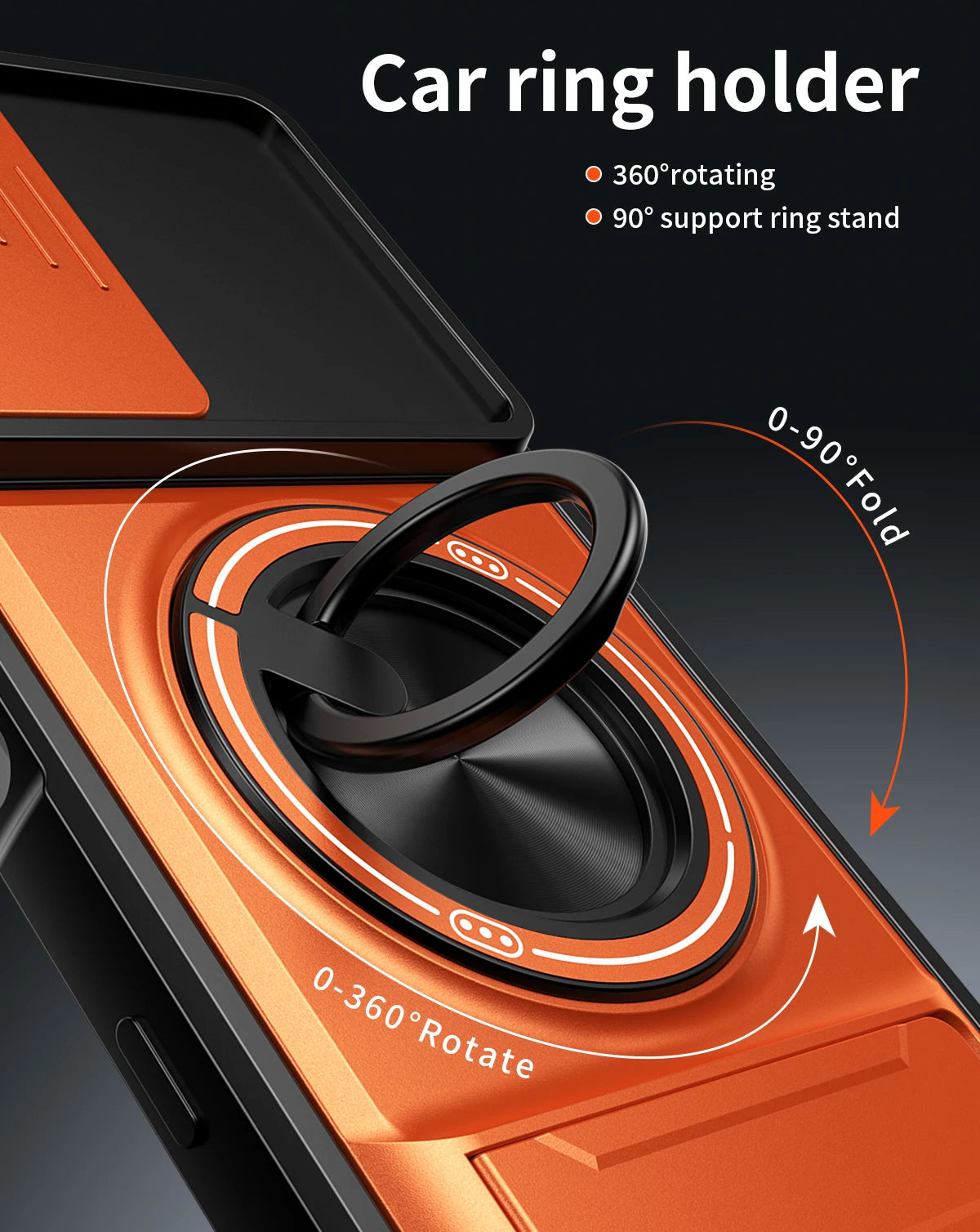 Infinix Hot 70 Pro - Magnetic Ironclad Case with Sliding Lens Cover, Ring Holder & Kickstand