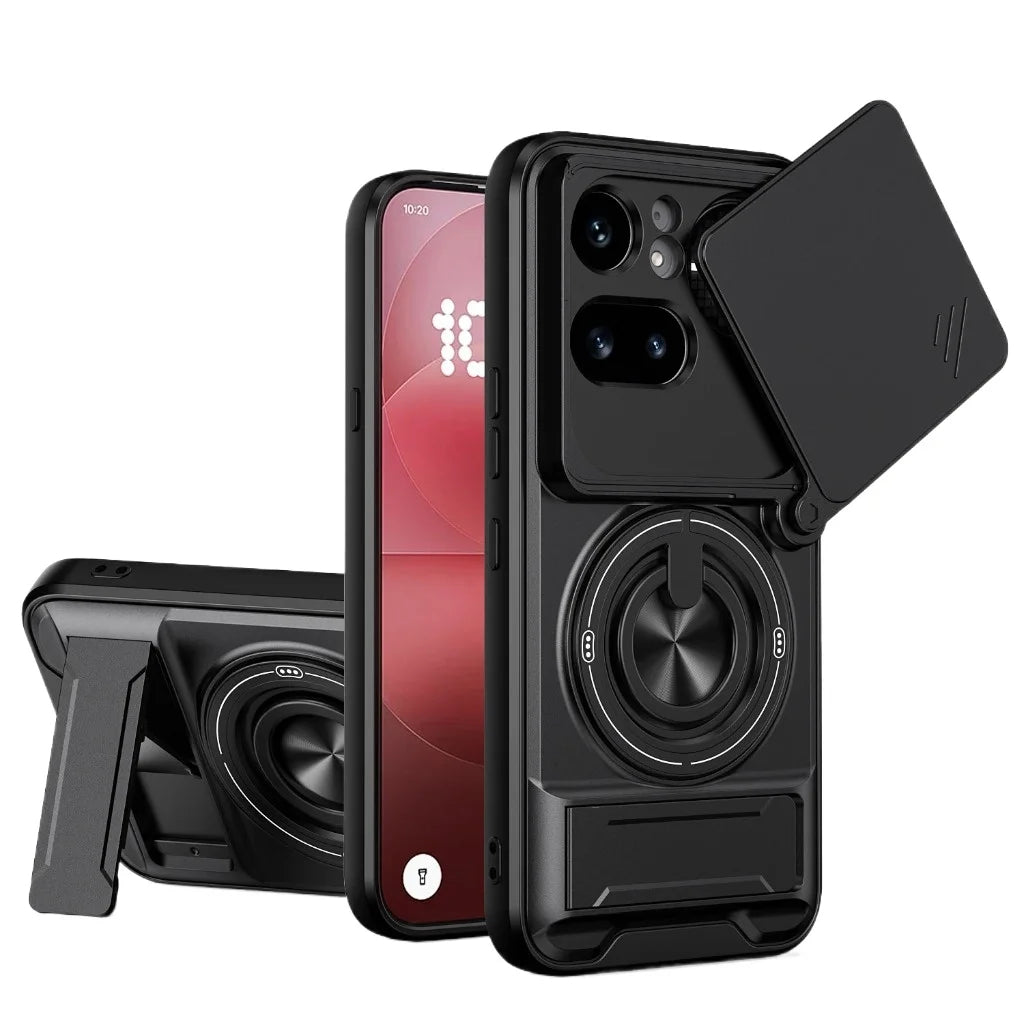 Nothing Phone 4a Pro - Magnetic Ironclad Case with Sliding Lens Cover, Ring Holder & Kickstand