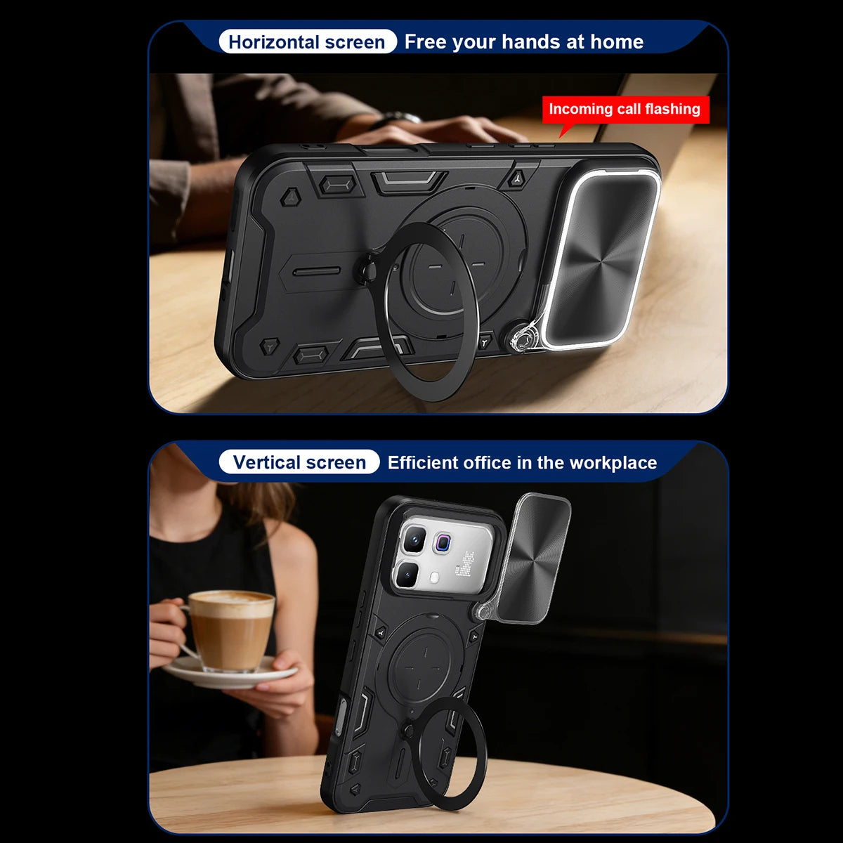 Infinix Note 60/60 Pro - Bunker Ring Kickstand Case with Slide Camera Protection