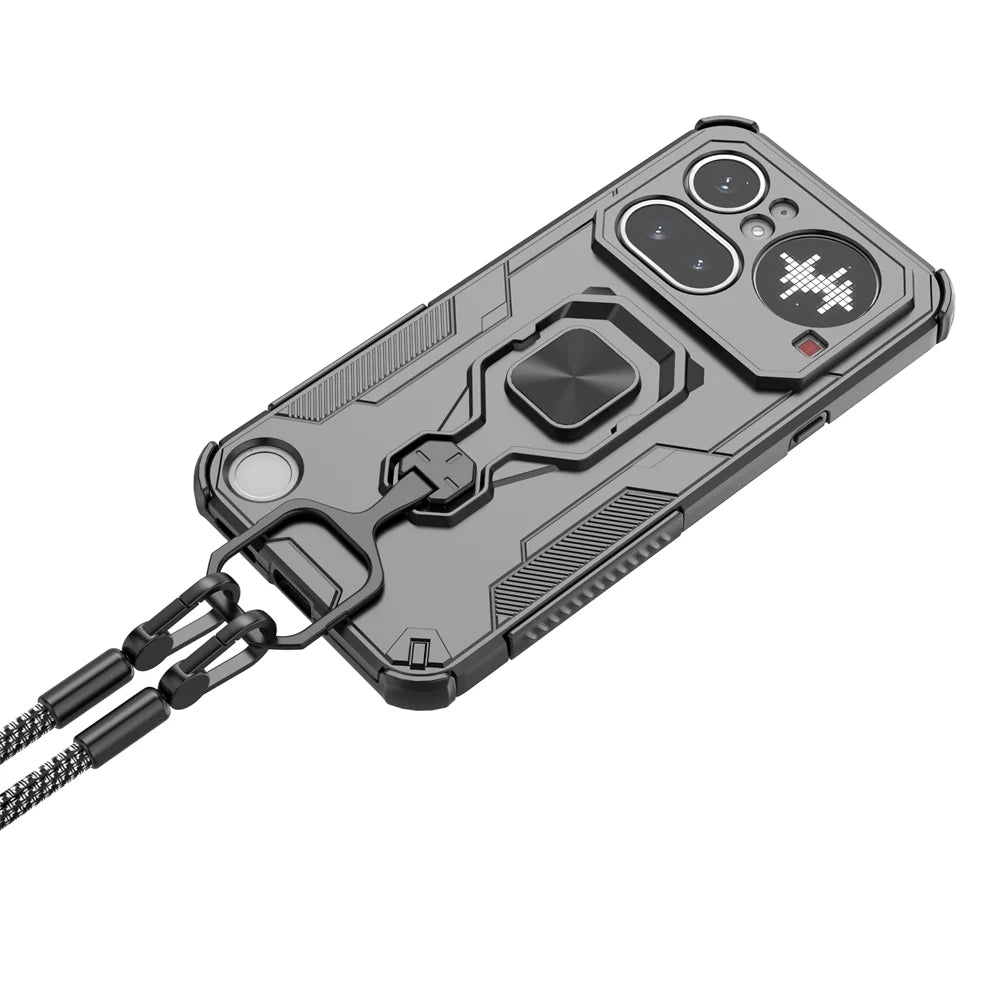 Nothing Phone 4a Pro - StrikerCore Military Grade Armor Case with Rotating Ring Stand