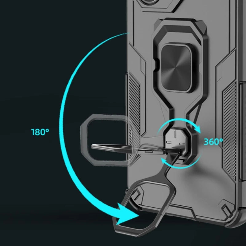 Nothing Phone 3a Lite - StrikerCore Military Grade Armor Case with Rotating Ring Stand