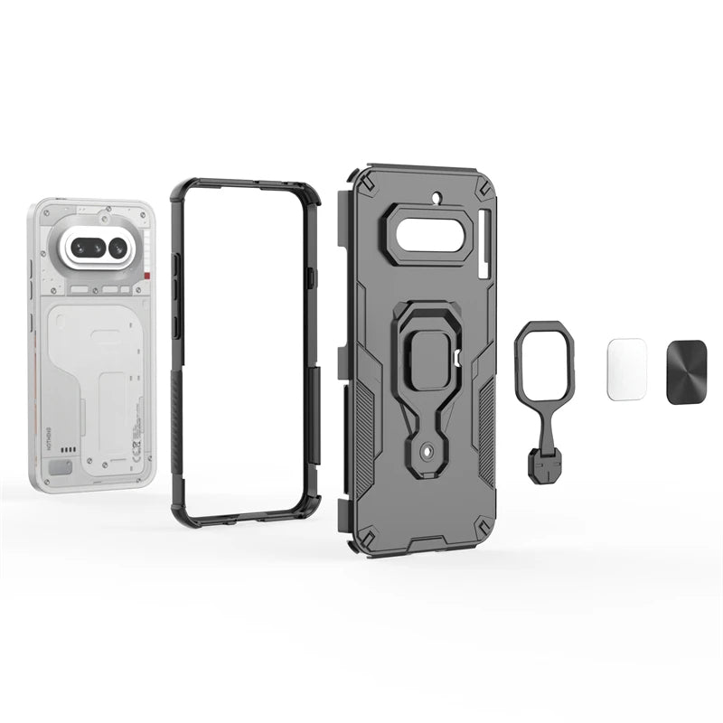 Nothing Phone 4a - StrikerCore Military Grade Armor Case with Rotating Ring Stand