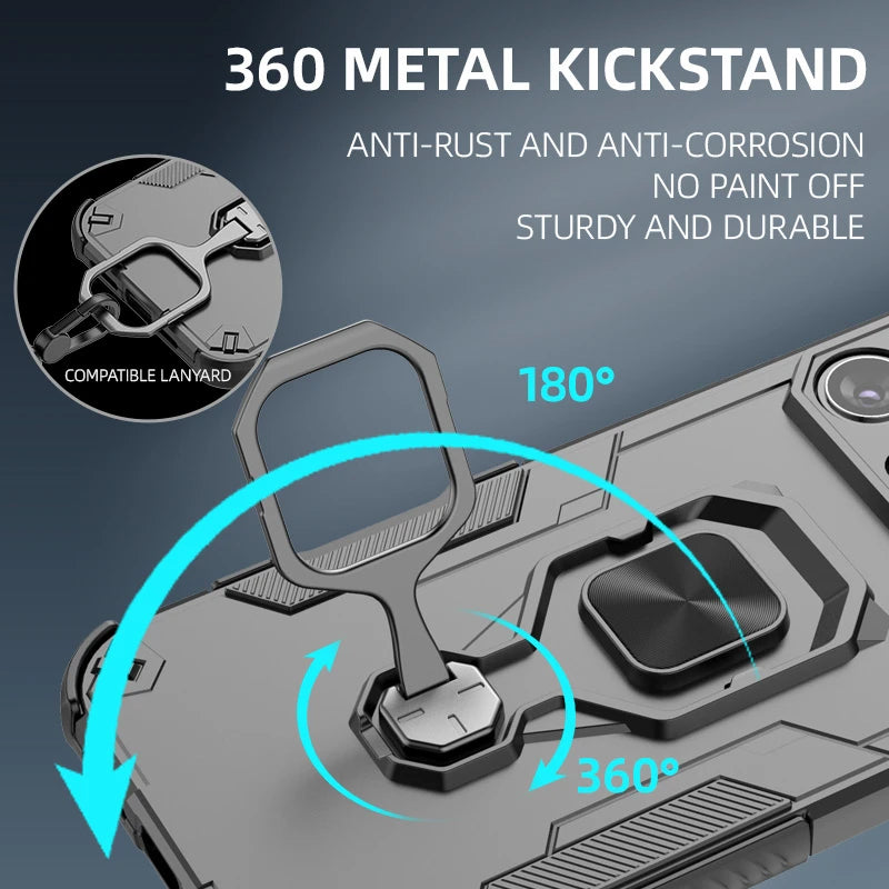 Nothing Phone 3a Lite - StrikerCore Military Grade Armor Case with Rotating Ring Stand