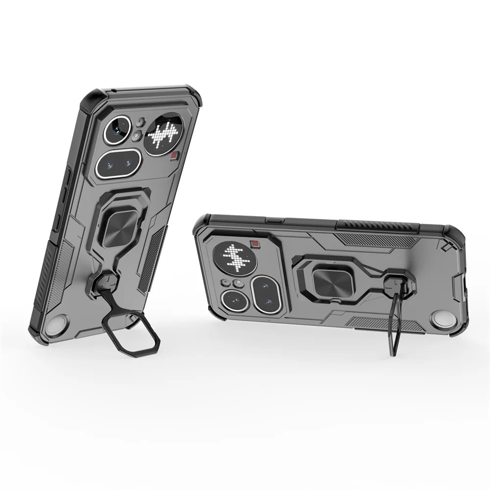 Nothing Phone 4a Pro - StrikerCore Military Grade Armor Case with Rotating Ring Stand