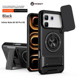 Infinix Note 60/ 60 Pro - Magnetic Ironclad Case with Sliding Lens Cover, Ring Holder & Kickstand