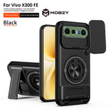 Vivo X300 FE - Magnetic Ironclad Case with Sliding Lens Cover, Ring Holder & Kickstand