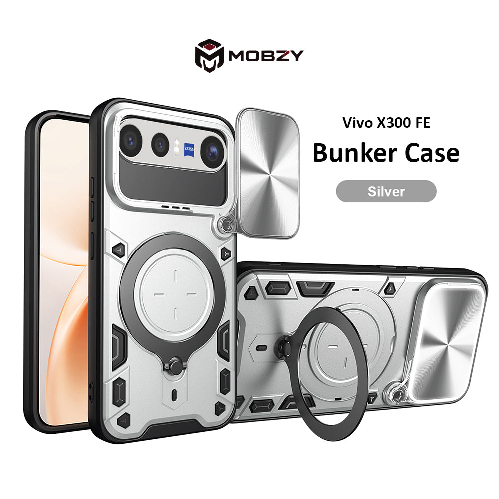 Vivo X300 FE - Bunker Ring Kickstand Case with Slide Camera Protection